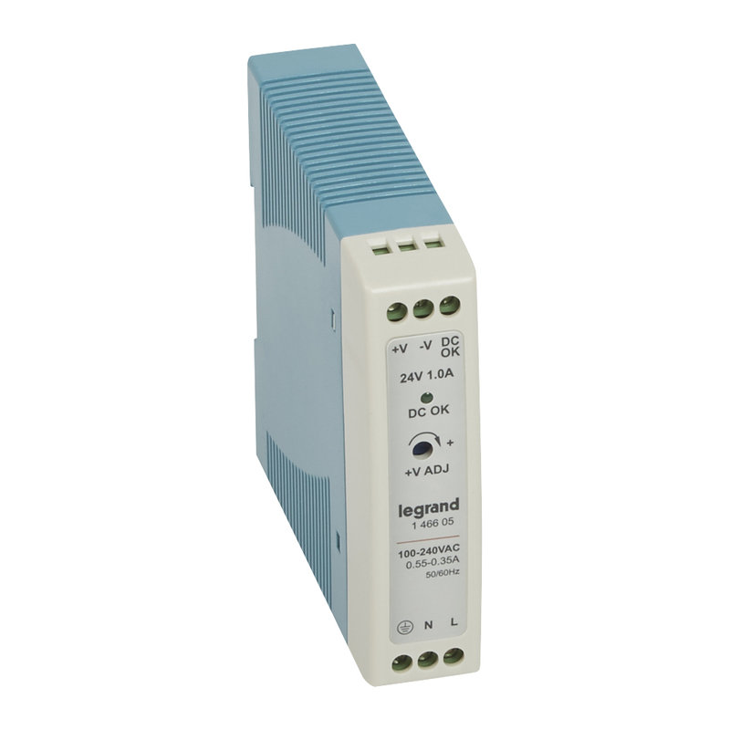 Legrand 146605 - Alimentation stabilisée découpage mono entrée 100V~ à 240V~ et sortie 24V= - 20W