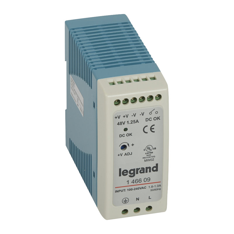 Legrand 146609 - Alimentation stabilisée à découpage monophasée entrée 100-240V~/sortie 48V= 60W