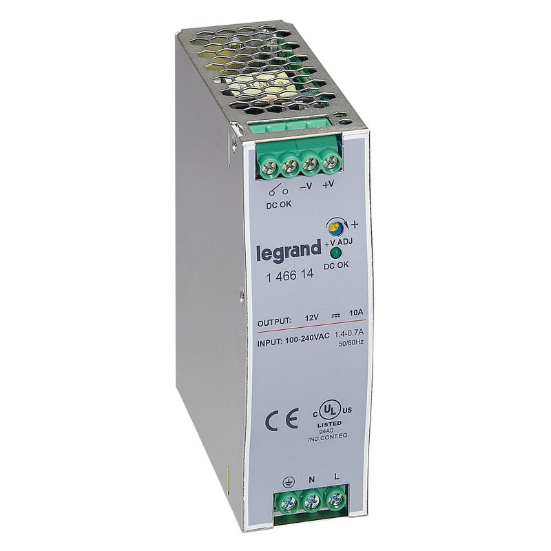 Legrand 146614 - Alimentation stabilisée à découpage monophasée 100-240V~/sortie 12V= - 120W