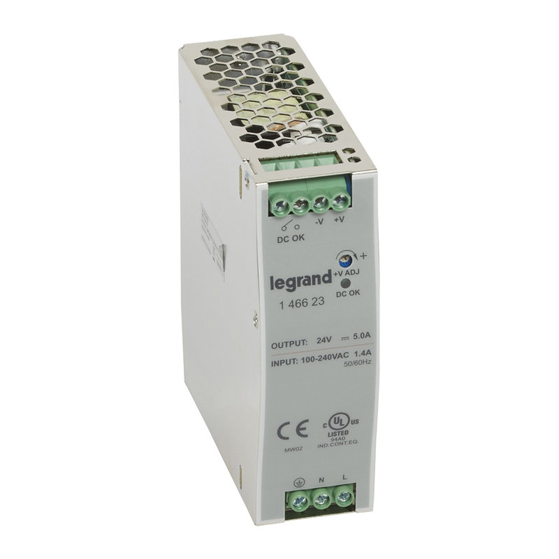 Legrand 146623 - Alimentation stabilisée découpage monophasée 100-240V~/sortie 24V= -120W