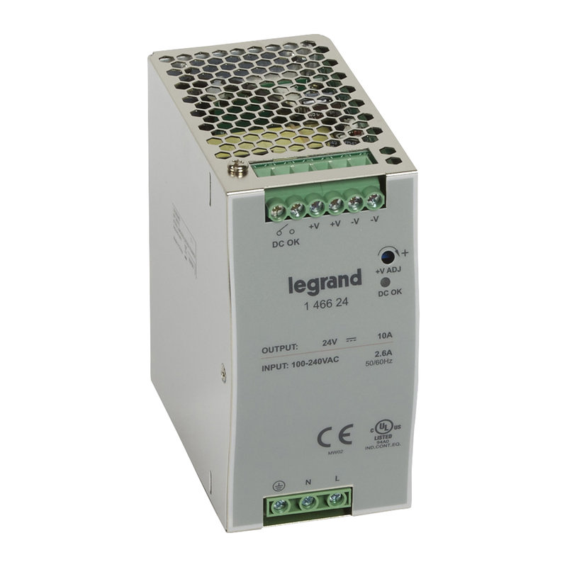 Legrand 146624 - Alimentation stabilisée à découpage monophasée 100-240V~/sortie 24V= - 240W