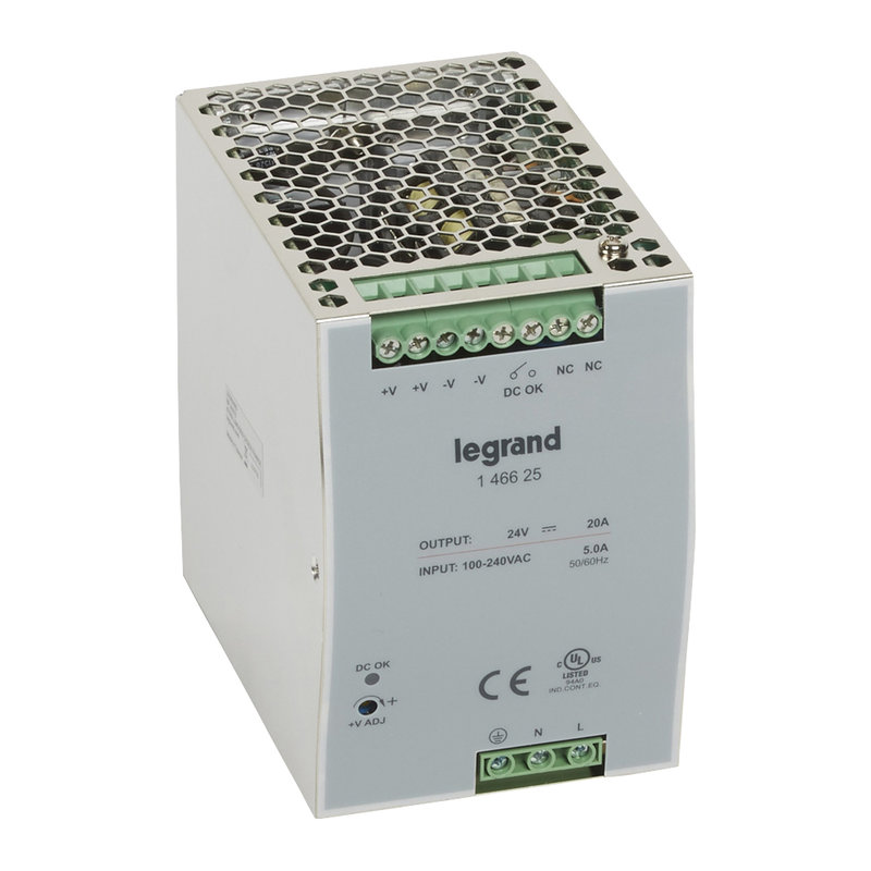 Legrand 146625 - Alimentation stabilisée à découpage monophasée 100-240V~/sortie 24V= - 480W