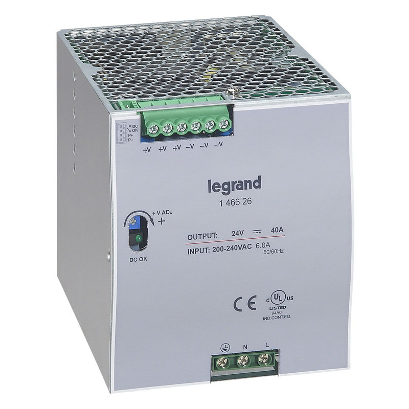 Legrand 146626 - Alimentation stabilisée à découpage monophasée entrée 200-240V~/sortie 24V= 960W