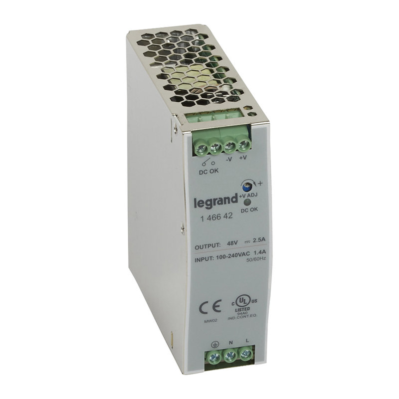 Legrand 146642 - Alimentation stabilisée à découpage monophasée entrée 100-240V~/sortie 48V= 120W
