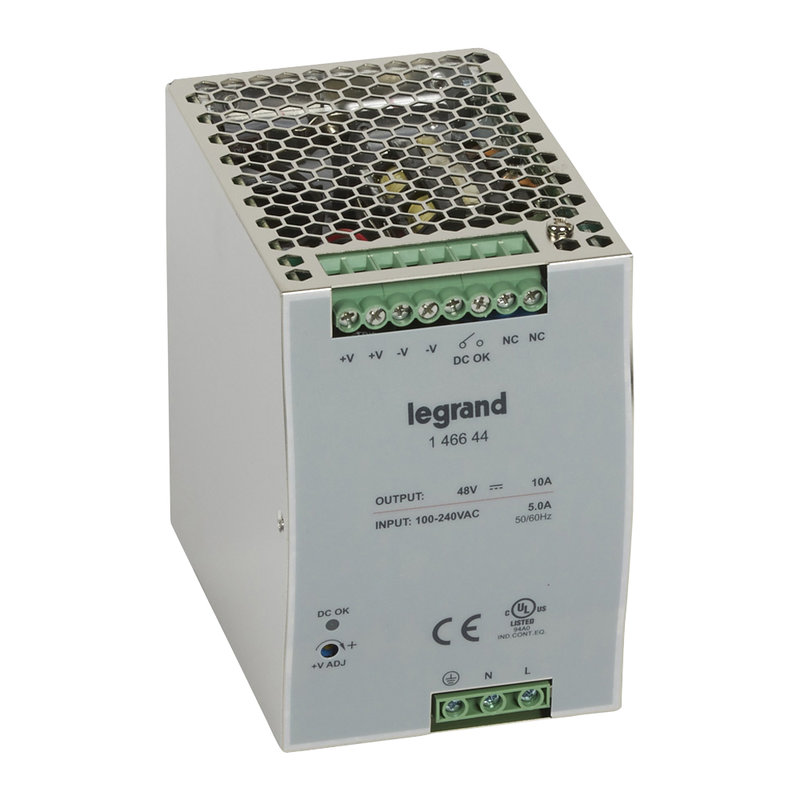 Legrand 146644 - Alimentation stabilisée à découpage monophasée 100-240V~/sortie 48V= - 480W