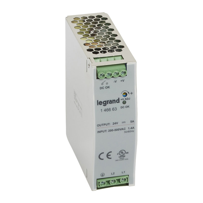 Legrand 146663 - Alimentation stabilisée à découpage mono/bi - 120-480 W - sortie 24 V= - 120 W