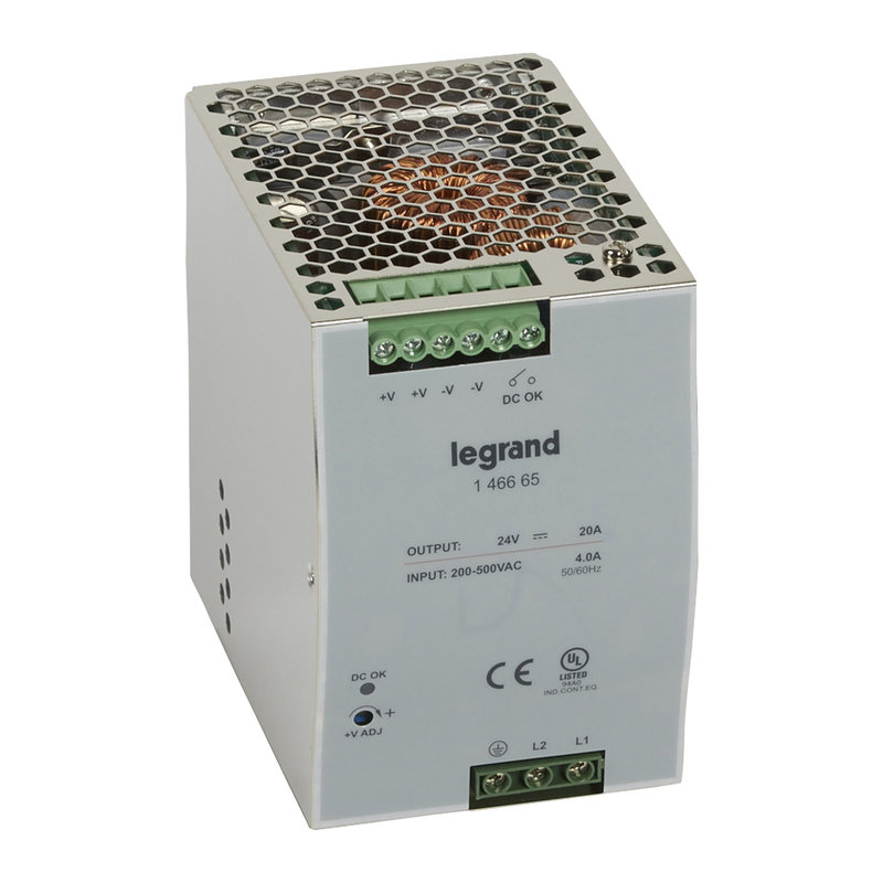 Legrand 146665 - Alimentation stabilisée à découpage mono/bi - 120-480 W - sortie 24 V= - 480 W