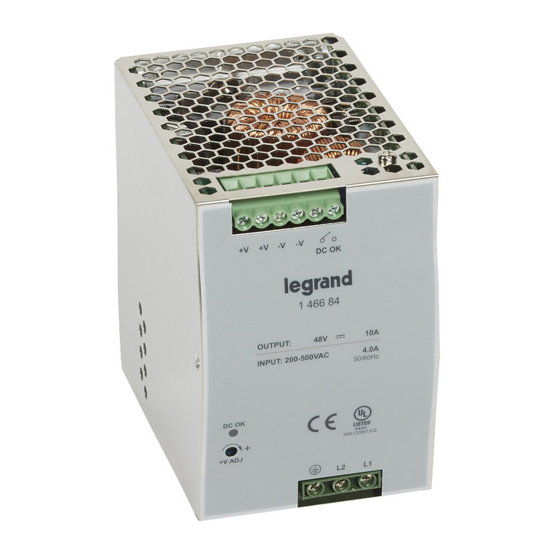 Legrand 146684 - Alimentation stabilisée à découpage mono/bi - 120-480 W - sortie 48 V= - 480 W