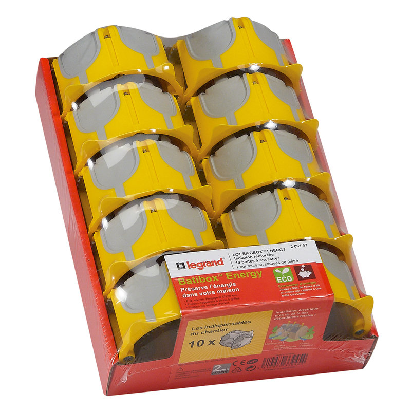 Legrand 200157 - Lot de 10 boîtes à encastrer 1 poste Eco Batibox - profondeur 40mm
