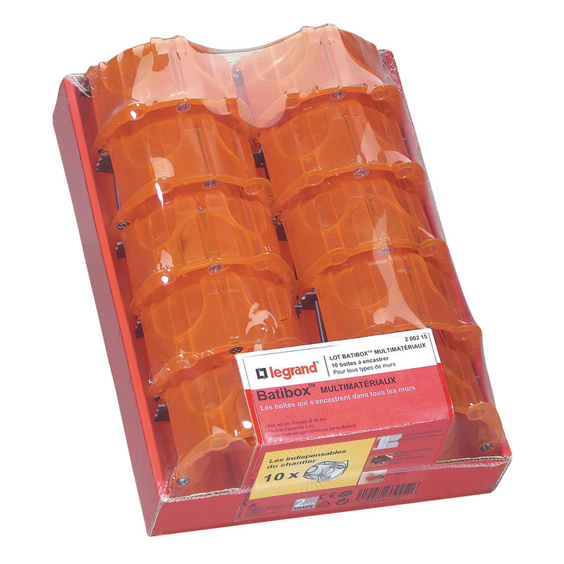 Legrand 200215 - Lot de 10 boîtes à encastrer 1 poste Batibox multimatériaux