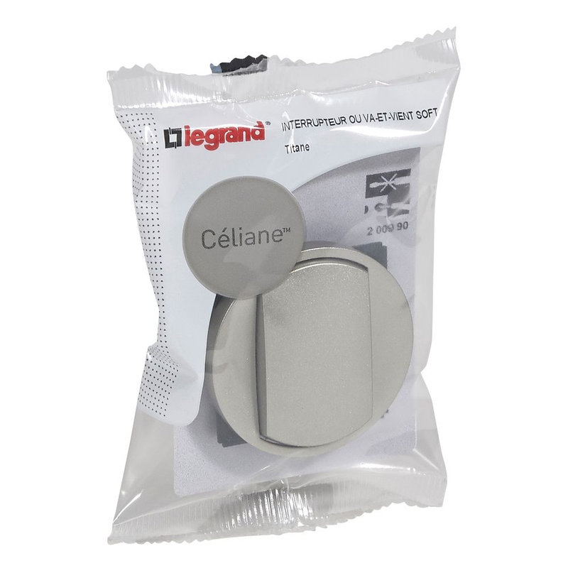 Legrand 200990 - Interrupteur ou va-et-vient Céliane avec enjoliveur titane