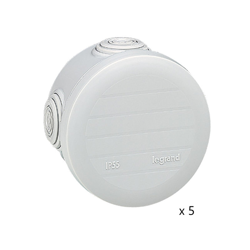 Legrand 200158 - Lot de 5 boîtes de dérivation étanche Plexo Ø70mm