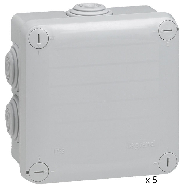 Legrand 200160 - Lot de 5 boîtes de dérivation étanche Plexo 100x100mm