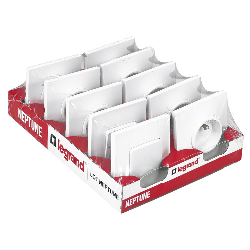 Legrand 200251 - Lot 2 interrupteurs ou va-et-vient + 10 prises de courant Neptune - blanc