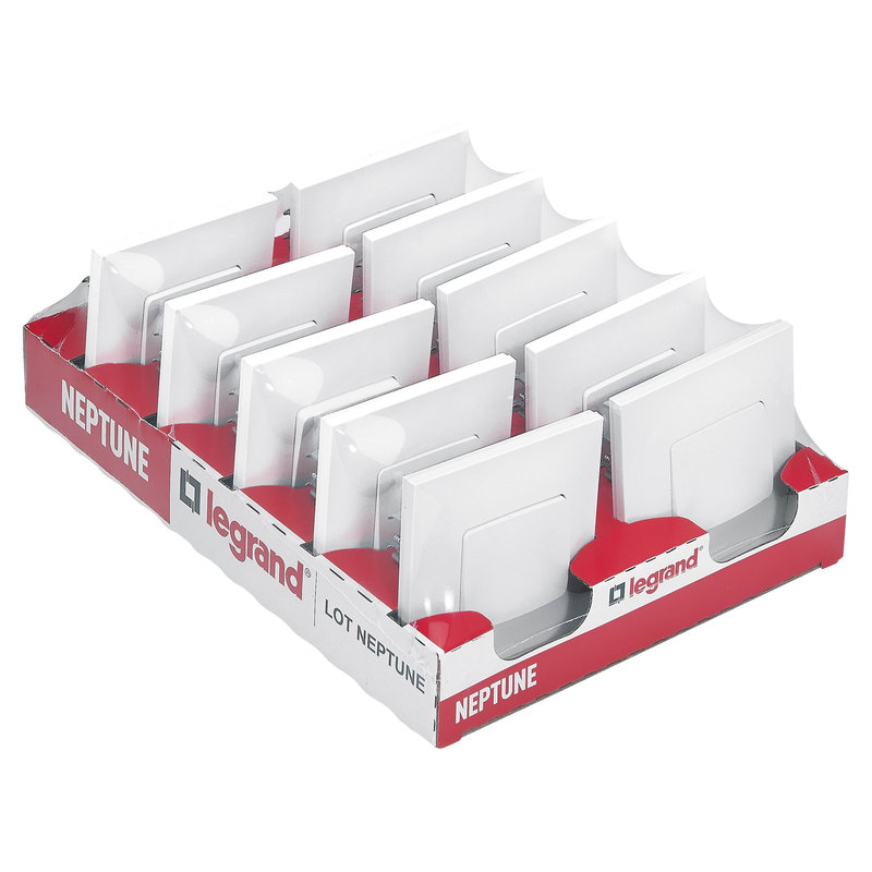 Legrand 200253 - Lot de 10 interrupteurs ou va-et-vient Neptune - blanc