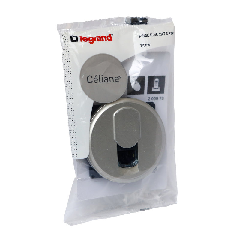 [LEG-200978] Legrand 200978 - Prise RJ45 catégorie 6 FTP Céliane avec enjoliveur titane - blister