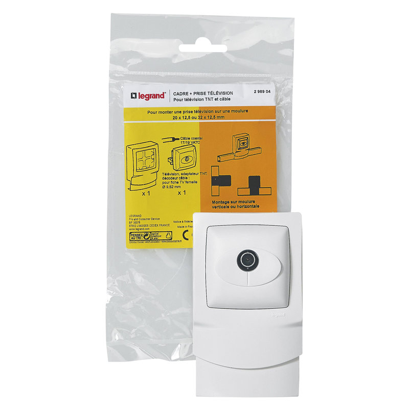 Legrand 298904 - Cadre saillie 1 poste avec prise télévision pour moulure 12,5mm