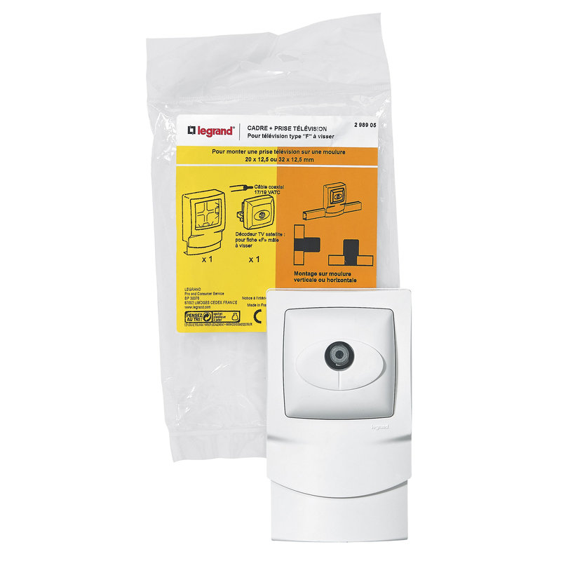 Legrand 298905 - Cadre saillie 1 poste avec prise SAT pour moulure 12,5mm