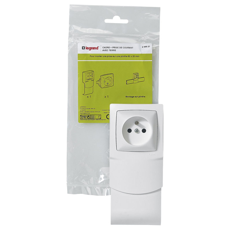 Legrand 298921 - Cadre Appareillage saillie 1 poste avec prise de courant pour plinthe