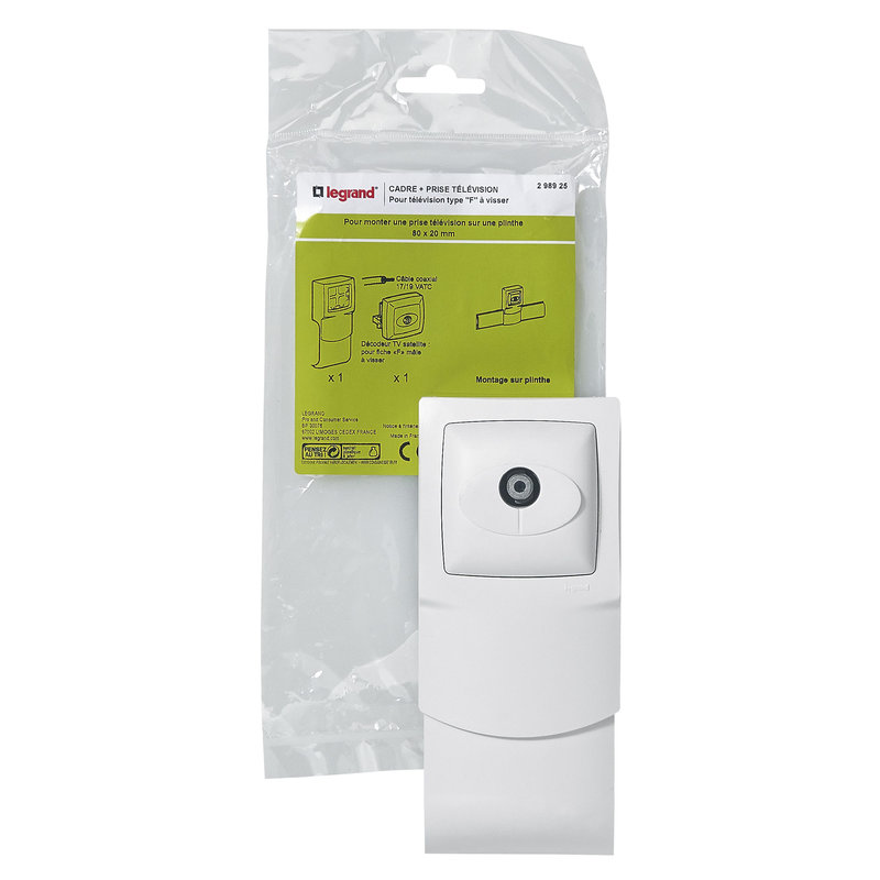 Legrand 298925 - Cadre saillie 1 poste avec prise SAT pour plinthe