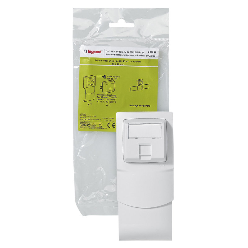 Legrand 298926 - Cadre saillie 1 poste avec prise RJ45 pour plinthe