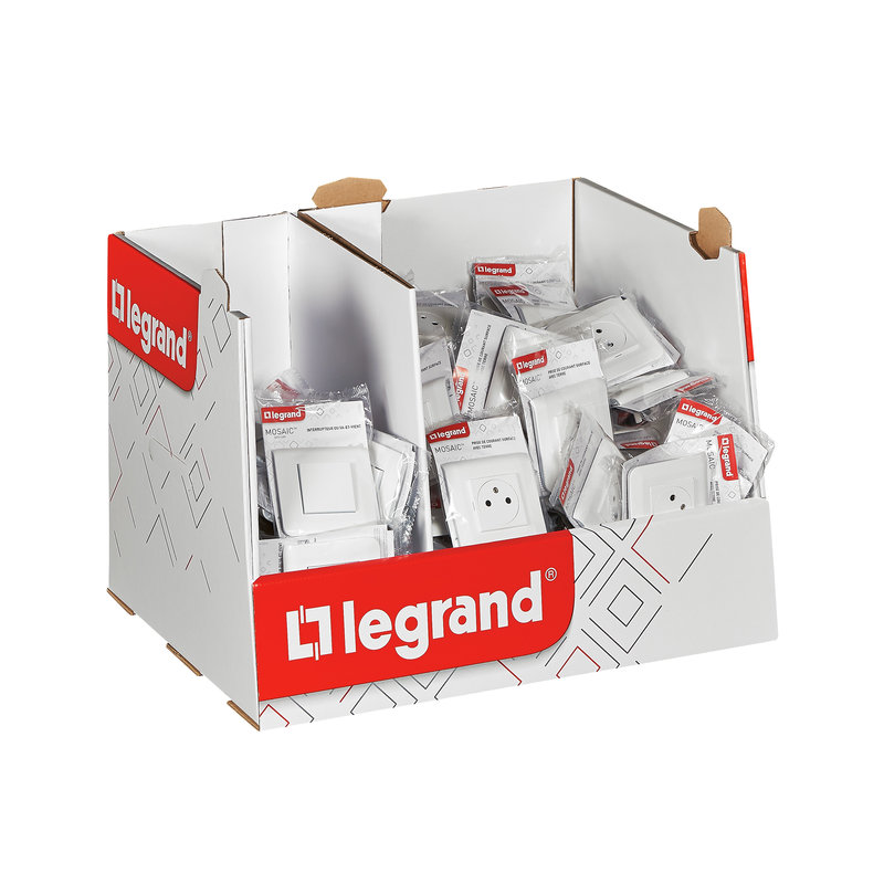 Legrand 300065 - Mini box Mosaic 60 prises et 30 va-et-vient complet - blanc