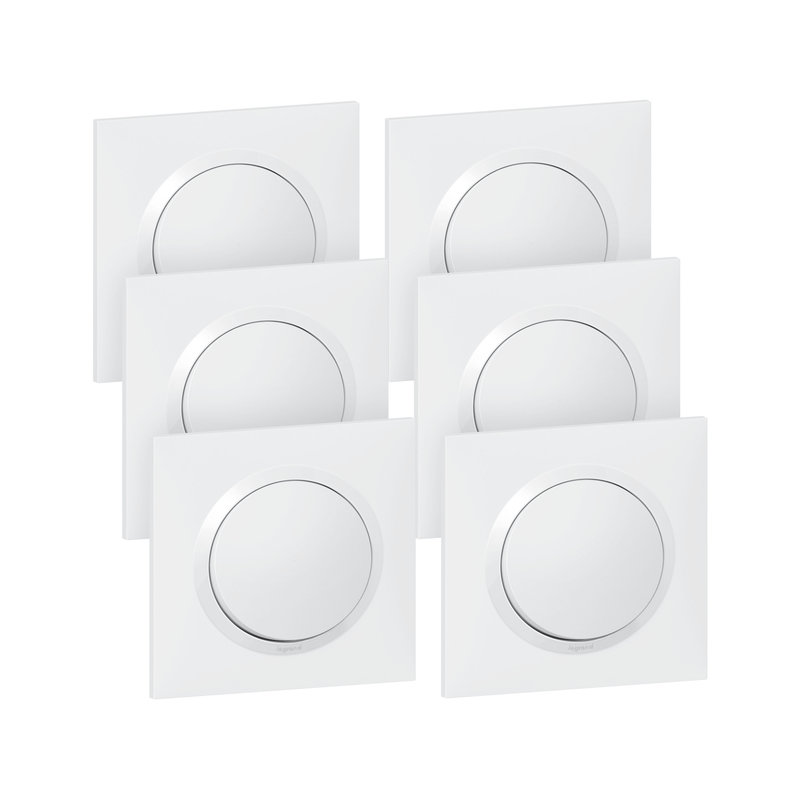 Legrand 300430 - Lot de 6 interrupteurs ou va-et-vient dooxie complet - blanc