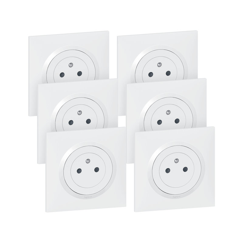 Legrand 300431 - Lot de 6 prises de courant 2P+T Surface dooxie complet - blanc