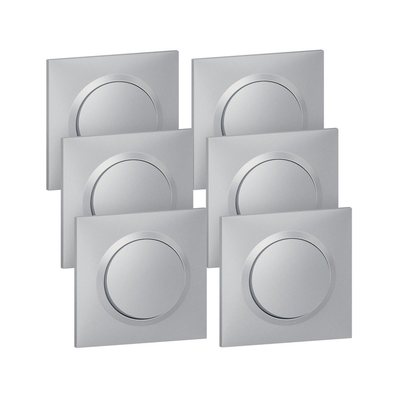 Legrand 300432 - Lot de 6 interrupteurs ou va-et-vient dooxie complet - aluminium