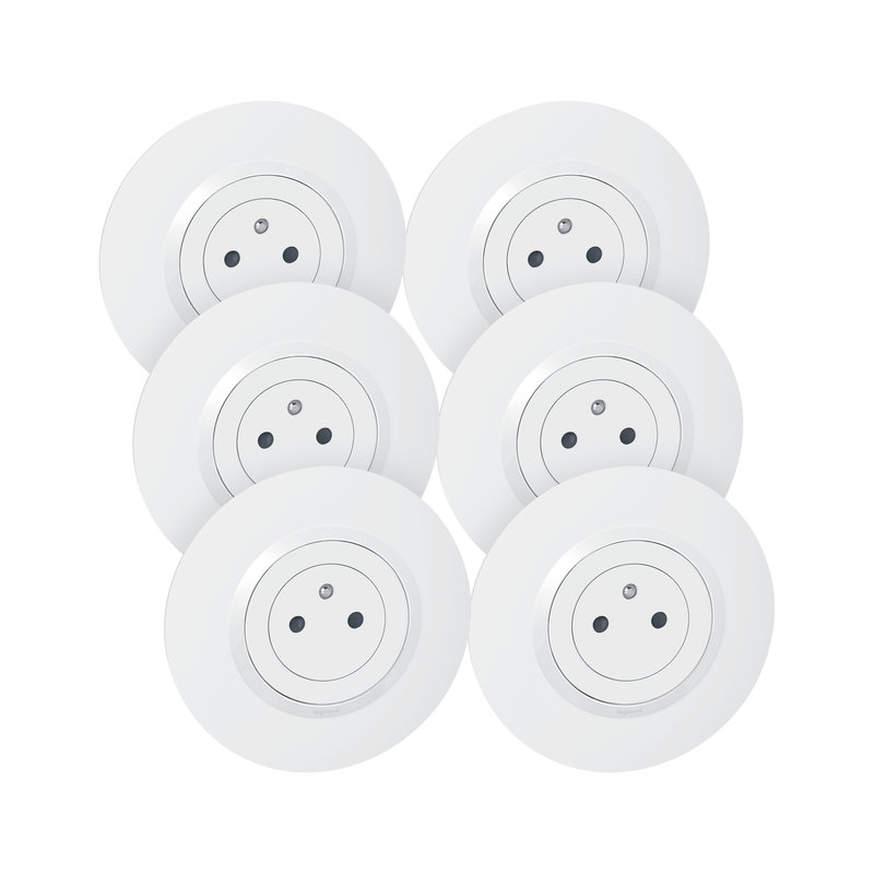 Legrand 300435 - Lot de 6 prises de courant Surface dooxie complet avec plaque déco - blanc