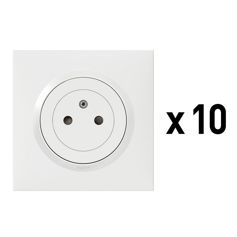 Legrand 300440 - Lot de 10 prises de courant 2P+T Surface dooxie complet - blanc
