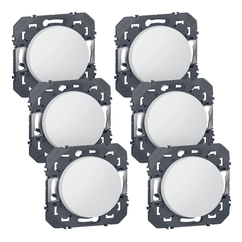 Legrand 300450 - Lot de 6 interrupteurs ou va-et-vient dooxie sans plaque - blanc