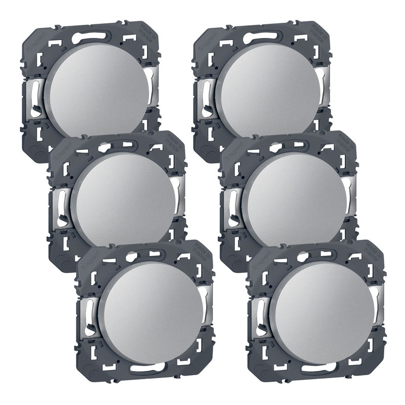Legrand 300451 - Lot de 6 interrupteurs ou va-et-vient dooxie - aluminium