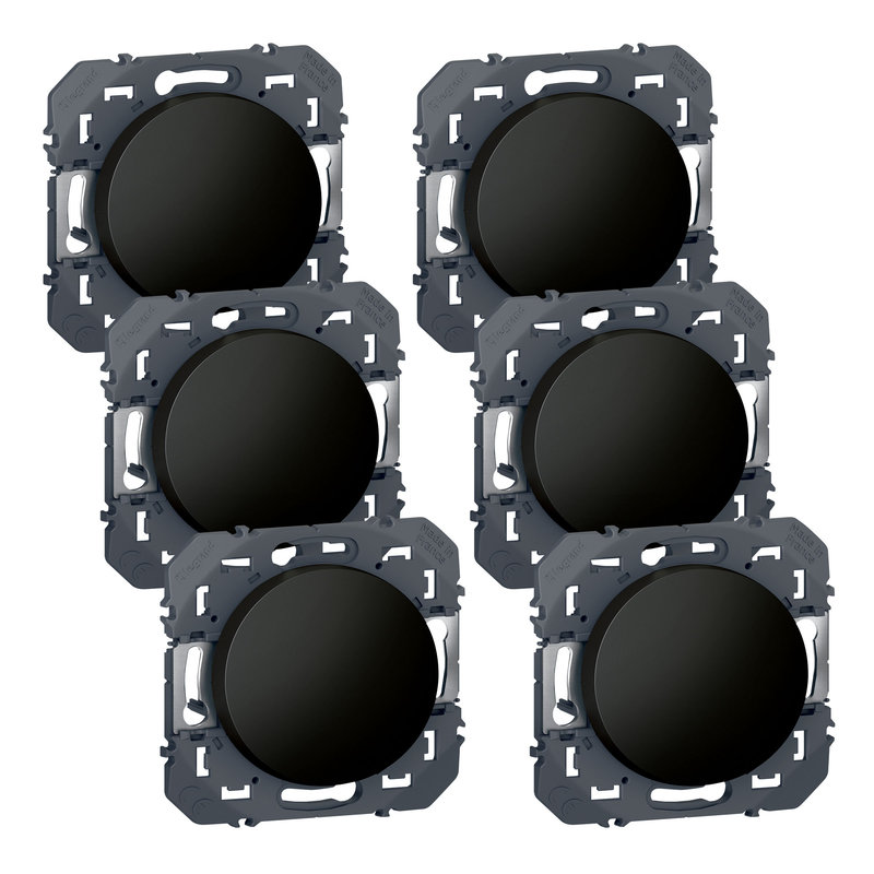Legrand 300452 - Lot de 6 interrupteurs ou va-et-vient dooxie - noir