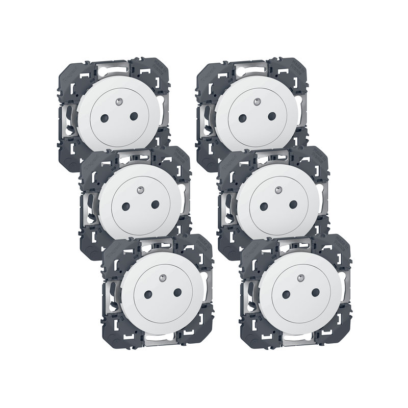 Legrand 300453 - Lot de 6 prises de courant avec terre Surface dooxie - blanc