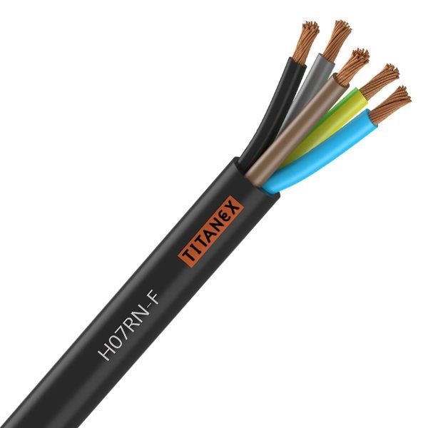 [CAB-2010] Câble Électrique H07Rn-F 5G1.5 mm² Souple Noir Cuivre - Couronne De 50M