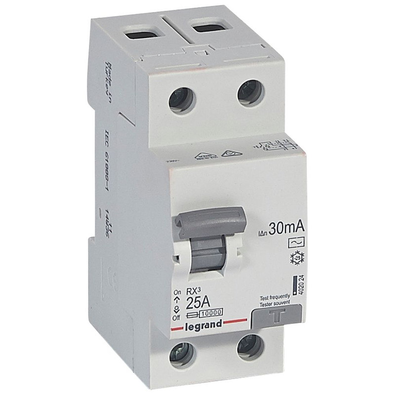 Legrand 402024 - Interrupteur différentiel RX 2P 230V~ 25A typeAC 30mA - 2 modules