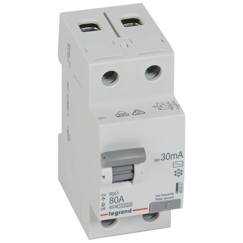 Legrand 402027 - Interrupteur différentiel RX 2P 230V~ 80A typeAC 30mA - 2 modules