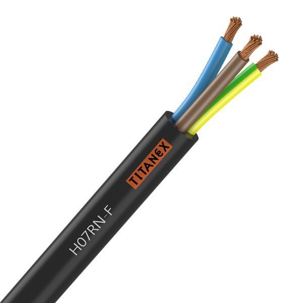 [CAB-2023/1] Câble Électrique H07Rn-F 3G6 mm² Souple Noir Cuivre - Prix au mètre