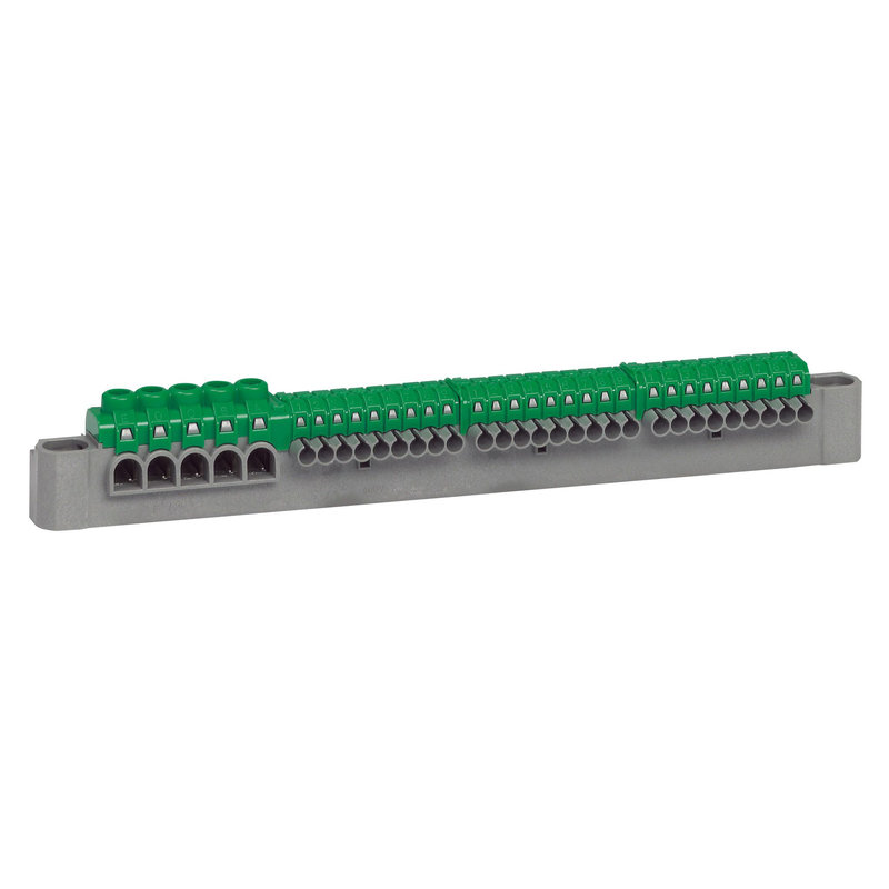 Legrand 405055 - Bornier de répartition IP2X terre 5 connexions 6mm² à 25mm² - longueur 227mm