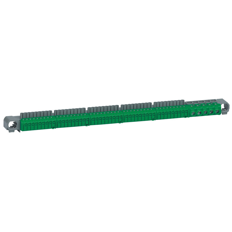 Legrand 405057 - Bornier répartition IP2X terre - 5 connexions 6mm² 25mm² - vert - longueur 332mm