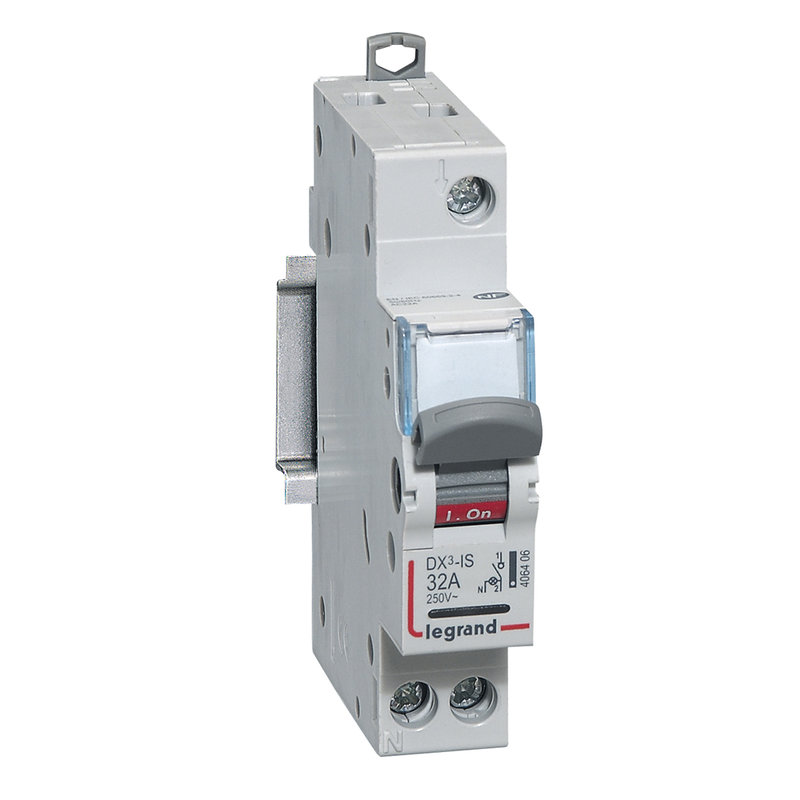 Legrand 406406 - Interrupteur-sectionneur DX³-IS à voyant 1P 250V~ - 32A - 1 module