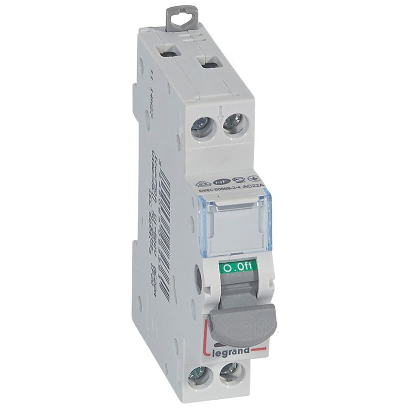 Legrand 406436 - Interrupteur-sectionneur DX³-IS à voyant 2P 400V~ - 20A - 1 module
