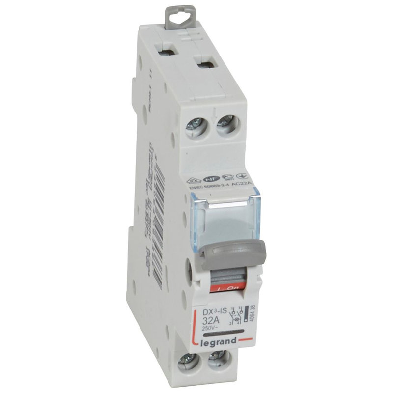 Legrand 406438 - Interrupteur-sectionneur DX³-IS à voyant 2P 400V~ - 32A - 1 module