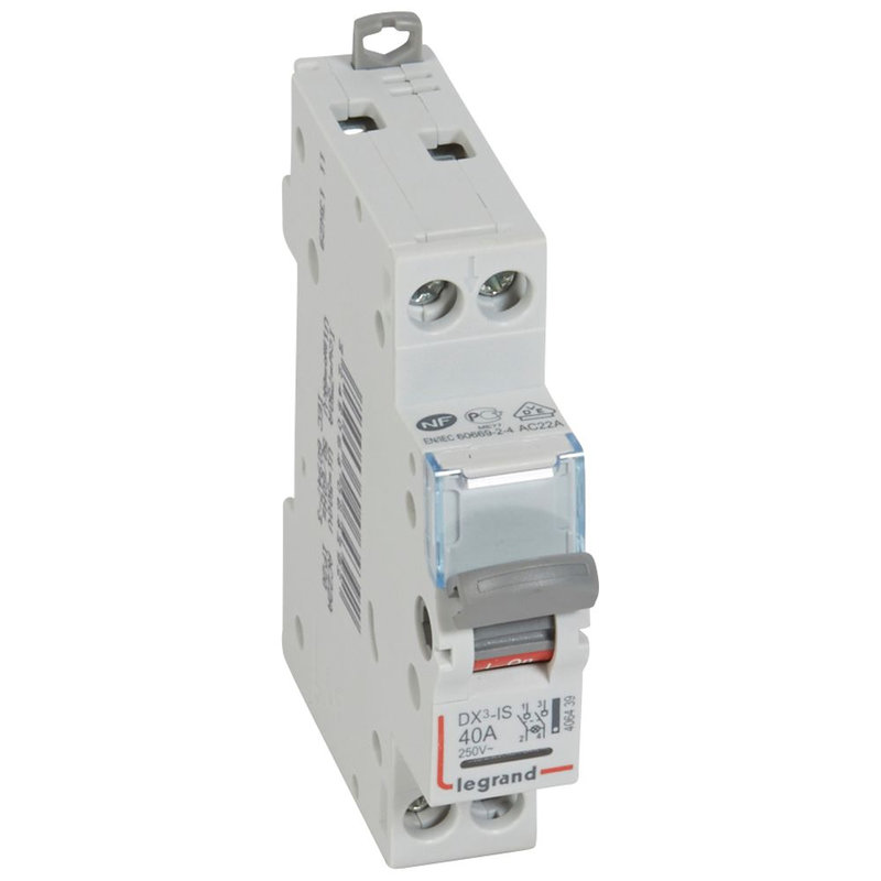 Legrand 406439 - Interrupteur-sectionneur DX³-IS à voyant 2P 400V~ - 40A - 1 module