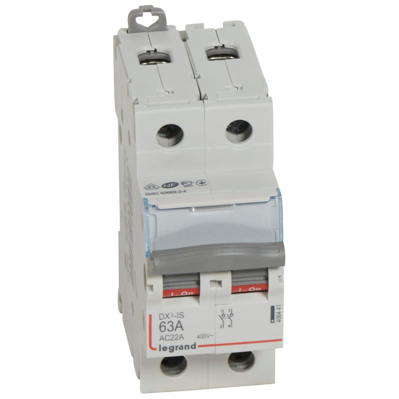 Legrand 406441 - Interrupteur-sectionneur DX³-IS 2P 400V~ - 63A - 2 modules