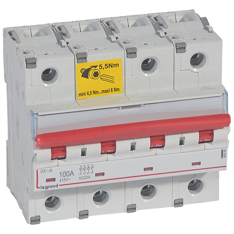 Legrand 406546 - Interrupteur-sectionneur DX³-IS à déclenchement 4P 400V~ - 100A - 6 modules