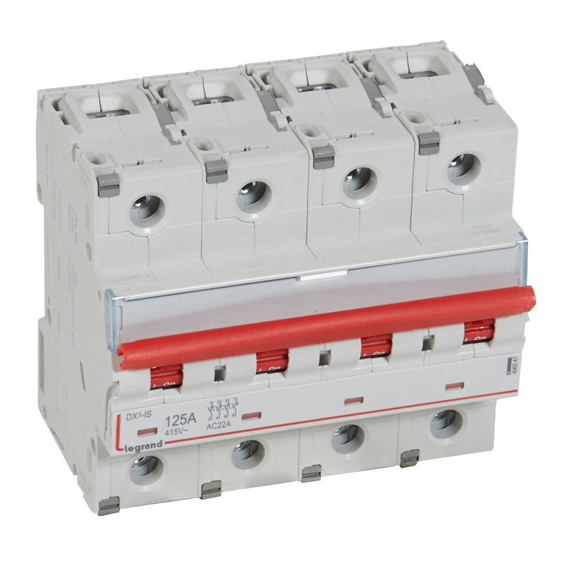 Legrand 406547 - Interrupteur-sectionneur DX³-IS à déclenchement 4P 400V~ - 125A - 6 modules