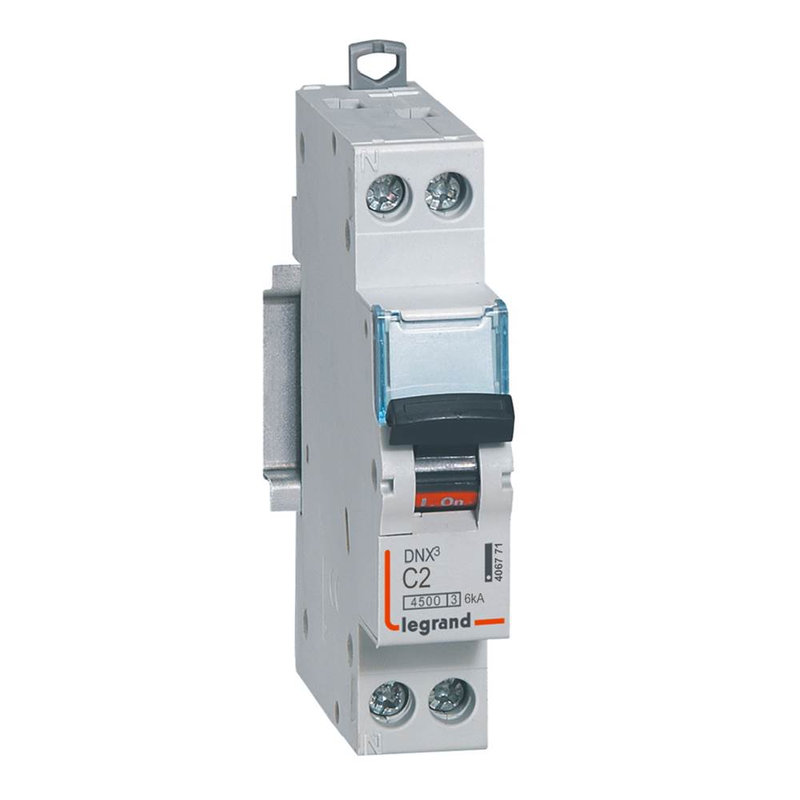 Legrand 406771 - Disjoncteur DNX³ 4500 - vis/vis - U+N 230V~ 2A - 4,5kA - courbe C - 1 module
