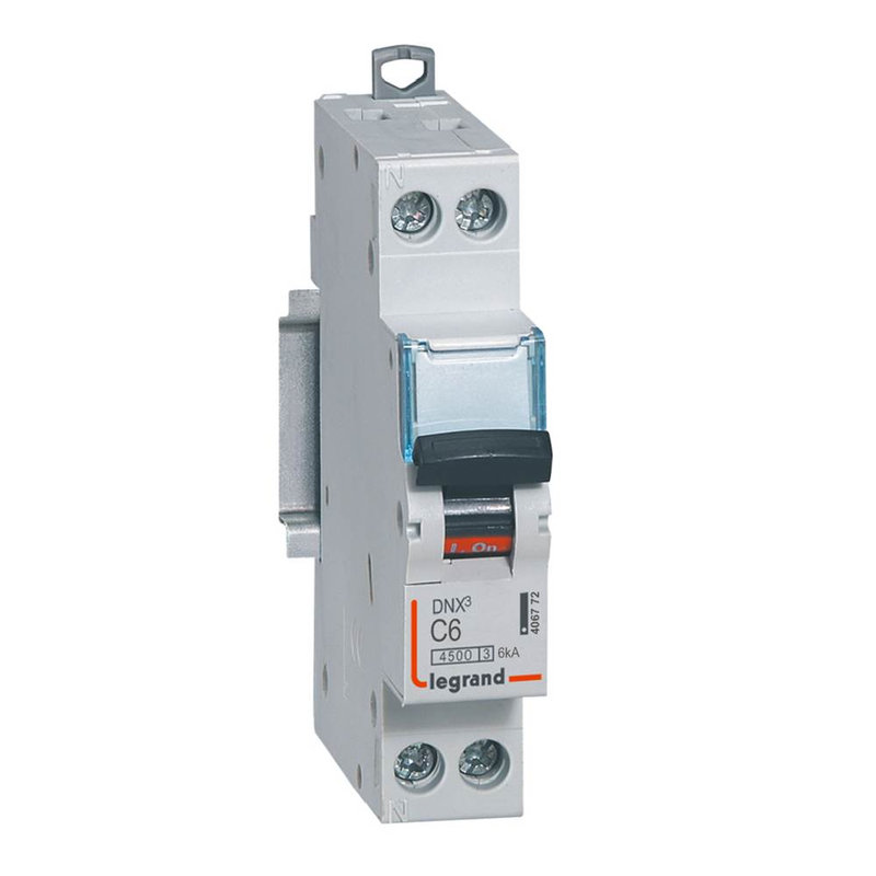 Legrand 406772 - Disjoncteur DNX³ 4500 - vis/vis - U+N 230V~ 6A - 4,5kA - courbe C - 1 module